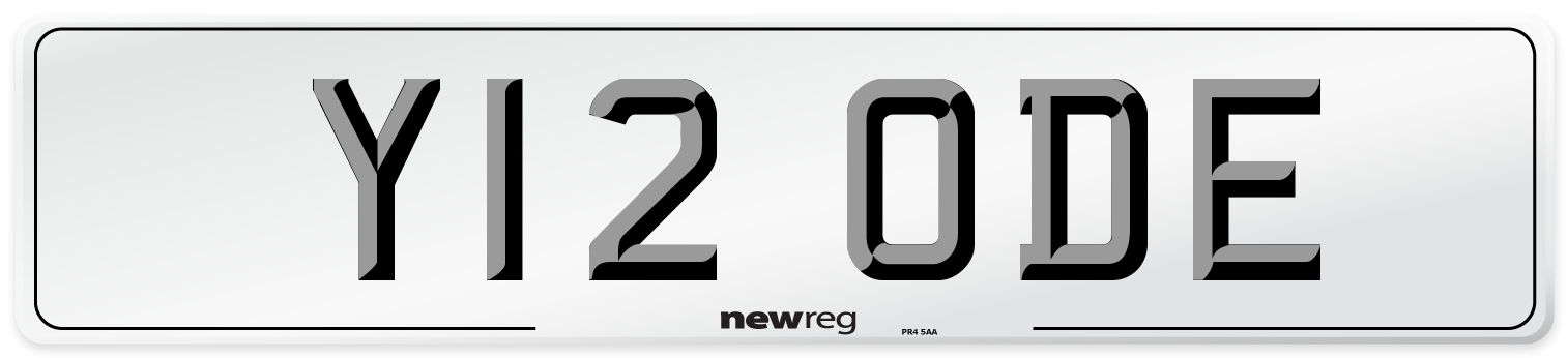 Y12 ODE Number Plate from New Reg